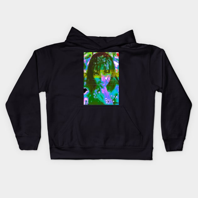 Staring Glitch Girl Glitch Art Kids Hoodie by GLITCH.HUB